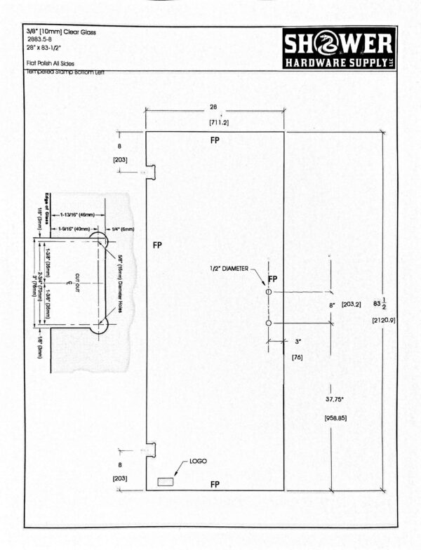 Stock Glass Door With Cut Outs 2883.5-8 Heavy Duty Hinge - Image 2