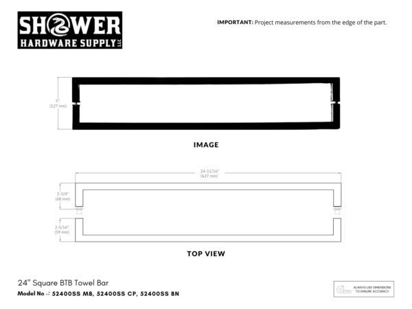 24" Pull Handle Square - 52400SS