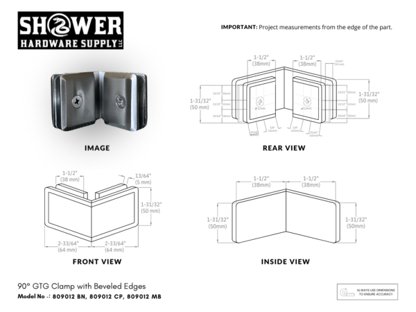 Glass Clamp 90 Degree Beveled - 809012