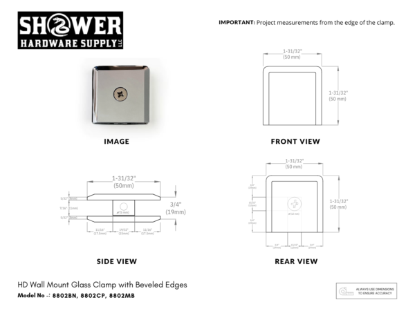 Heavy Duty Wall Mount Clamp Beveled - 8802