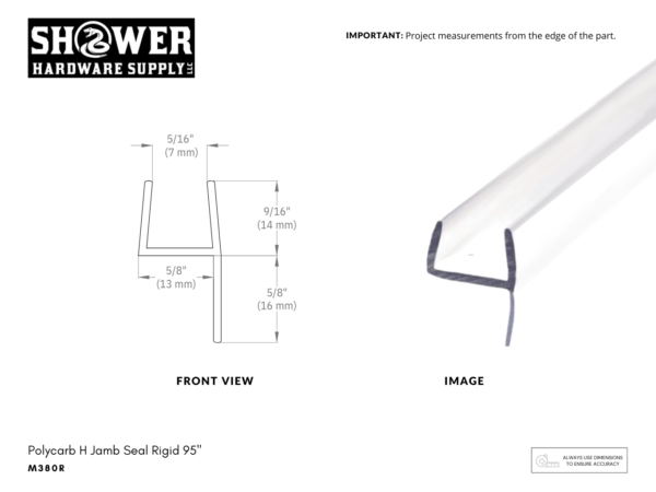 Polycarb H Jamb Seal Rigid 95" - M380R