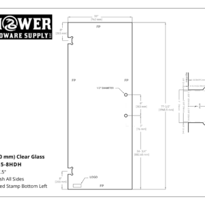 Stock Glass Door With Cut Outs 3077.5-8 Heavy Duty Hinge