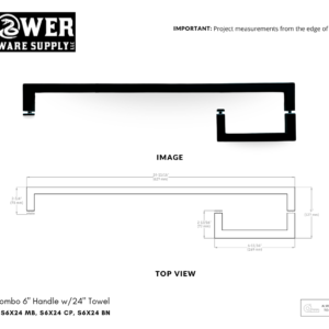 6" x 24" Square Combi Handle